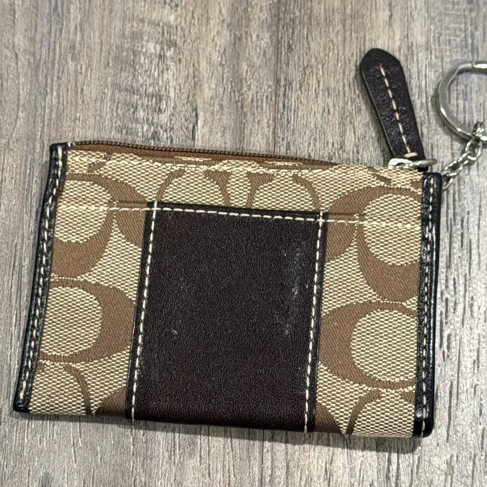 Coach Signature Logo Keychain Wallet in Brown_3